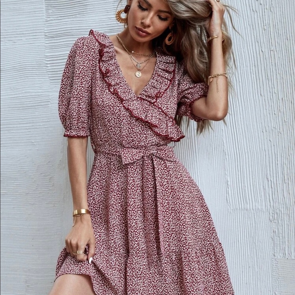 Red Patterned SHEIN Dress